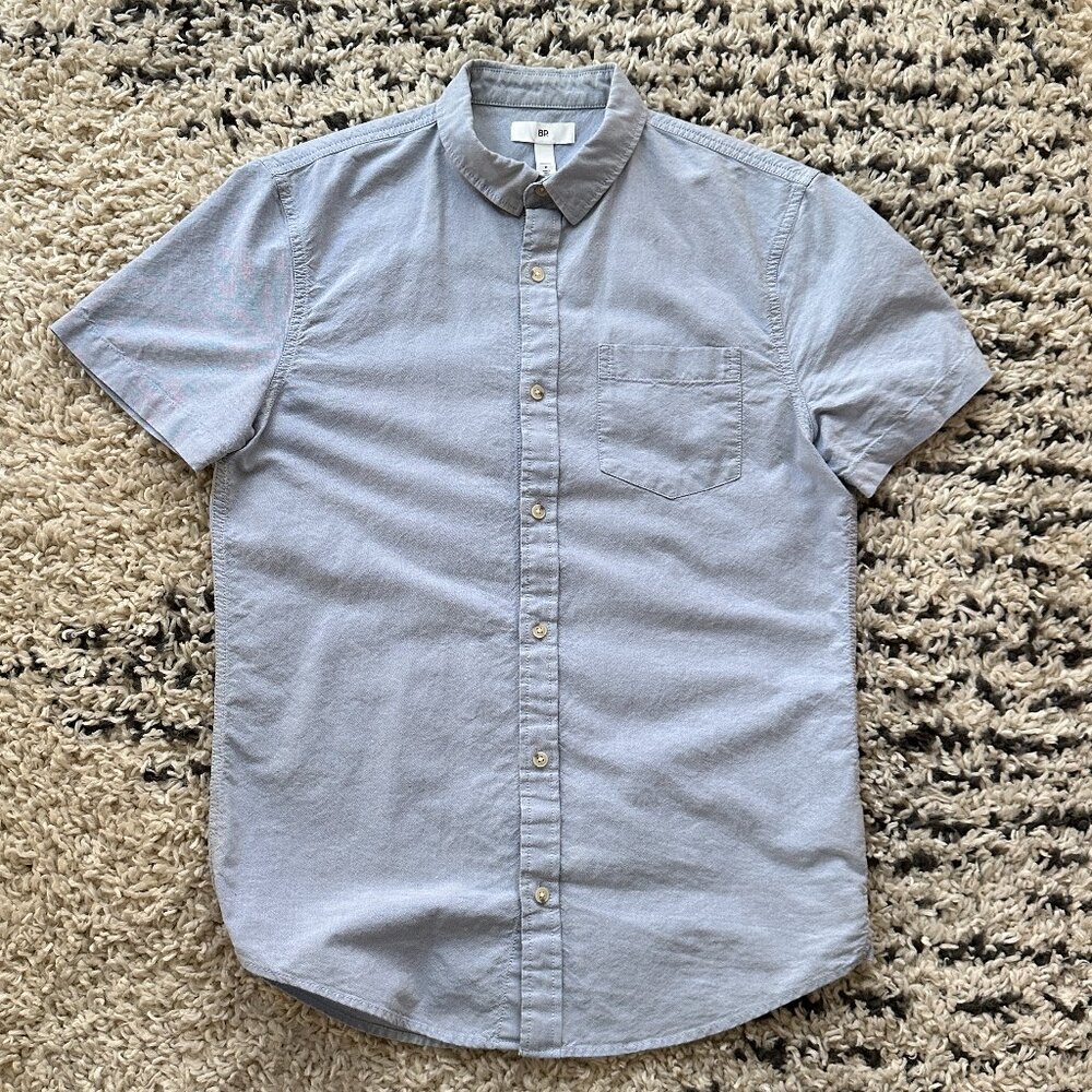 BP (Nordstrom) Men's Short Sleeve Button Down Oxford Shirt w/Pocket - Blue (M)
